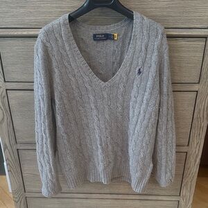 Polo by Ralph Lauren V-Neck Sweater in Light Gray